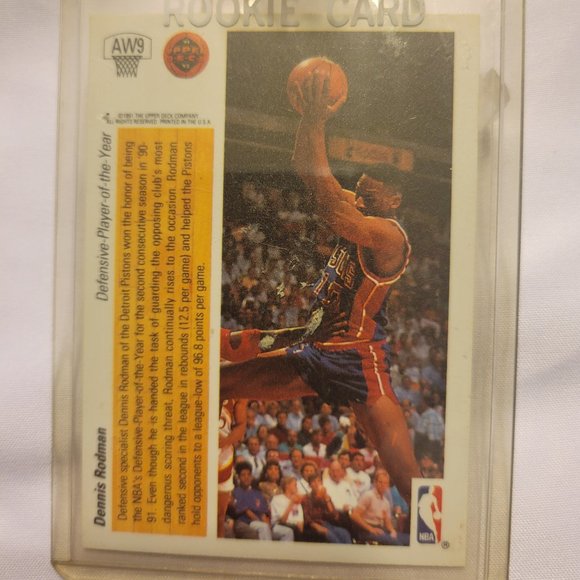 1991-92 Upper Deck Dennis Rodman Defensive Player Of The Year #AW9 Hologram Card - Picture 2 of 3